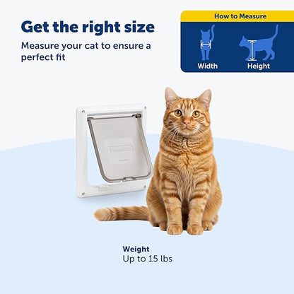 PetSafe 4-Way Interior Locking Cat Door - Allows Convenient Movement Between Rooms & Minimizes Scratching - Tinted Durable Plastic Privacy Door for Feeder & Litter Box