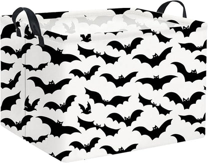 Rectangular Batman Basket Kids Baby Storage Basket Cute Kids Toy Storage Bin Organizer Shelf Book Bat Room Decor(Black Bats)