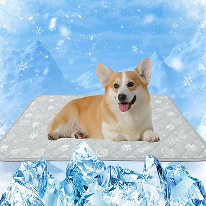 MH MYLUNE HOME Self Cooling Mat for Dog, 28”x39”Cool-Chill Cooling Fiber & Endothermic Color Changing Pet Cooling Pad, Foldable & Washable Non-Toxic Summer Pet Blanket