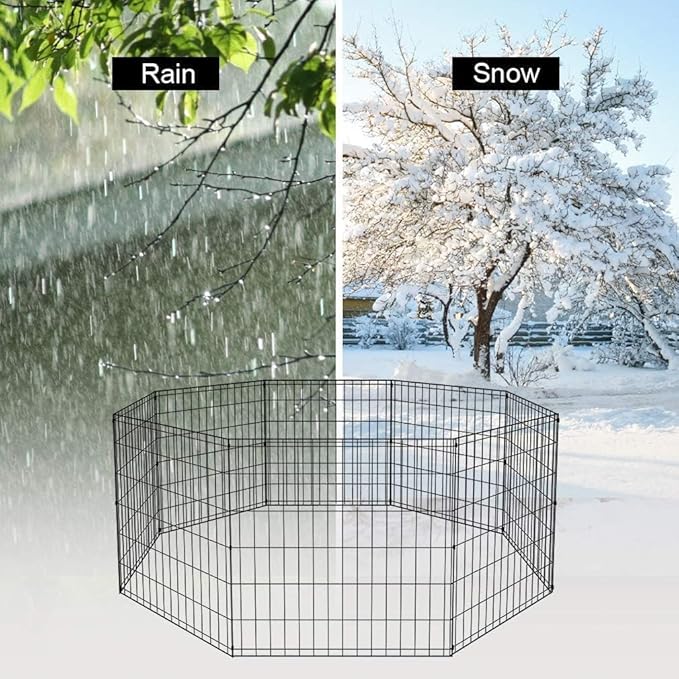 BestPet | Foldable Dog Playpen | 24 Inch, 8 Panels | Metal Pet Exercise Pen | Indoor Outdoor Portable Dog Fence with Door | Removable, Rust-Resistant Secure Pet Kennel | Easy to Assemble