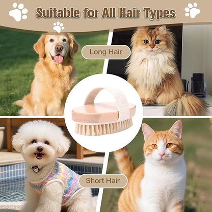 Soft Pet Palm Brush for Dog & Cat, Dog Palm Shampoo Brush for Grooming & Cleaning, Handle Brushes for Short & Long Haired Cat, Natural Pet Fur Care Oil for Reducing Shedding, Shining Coat