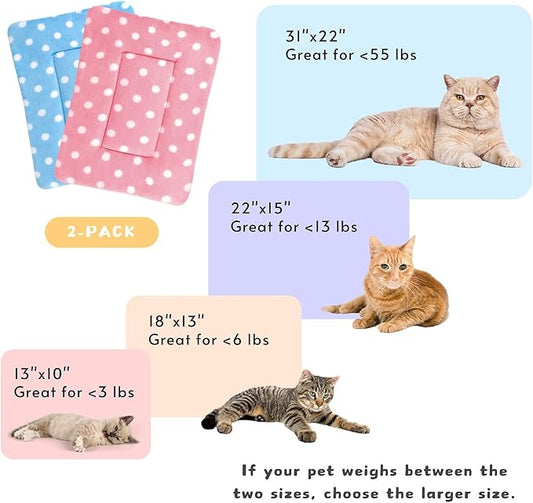 2 Pack Cat Blanket for Indoor Cats Ultra Soft and Warm Calming Cat Bed Fleece Pet Mat for Anxiety and Stress Washable Kitten Blanket