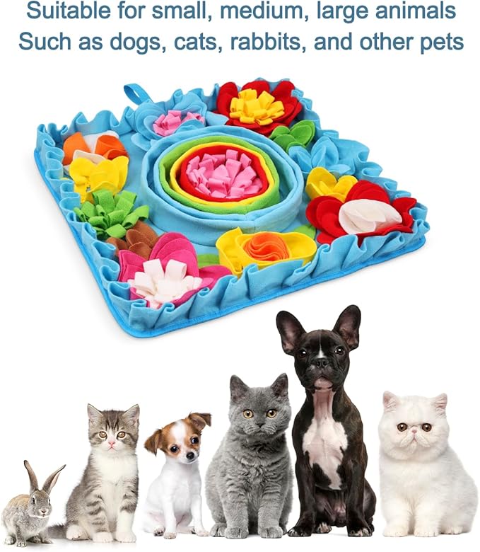 Upgraded Snuffle Mat for Dogs, 19.7''x19.7'' Interactive Feed Game for Boredom, Felt Wool Dog Feeding Mats for Small/Medium/Large Dogs, Encourages Natural Foraging Skills and Stress Relief