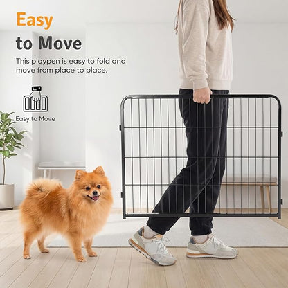 NEWBULIG Dog Playpen for Indoor 40 Inch 6 Panels - Portable Heavy Duty Metal Pet Exercise Pen with Door, Foldable Small Medium Large Dog Puppy Playpen Fence for Outdoor RV, Camping, Yard, Garden