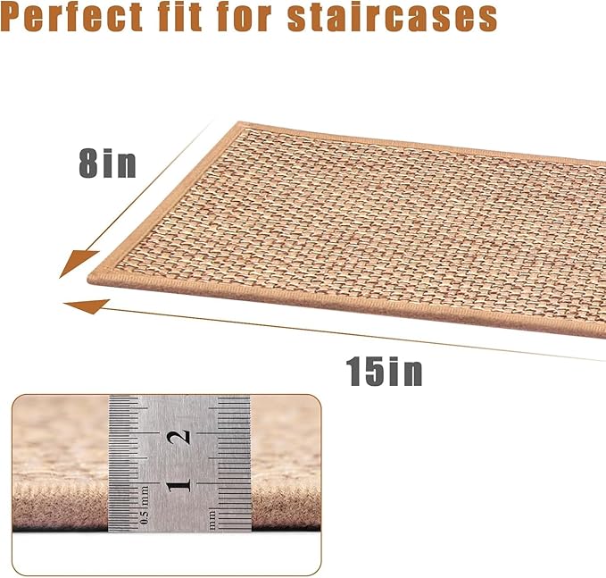 Stair Treads for Wooden Steps Indoor,8" X 30" (4 in Pack) Carpet Stair Treads for Wood Stairs, Machine Washable Stair Runners for Kids Elders and Pets,Beige