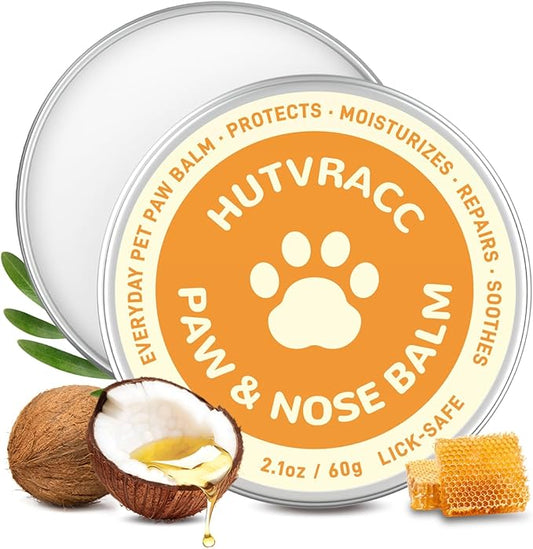 Lick-Safe Dog Paw & Nose Balm | 2.1 oz All Natural Wax with Coconut Oil & Shea Butter | Winter Snow, Road Salt & Hot Pavement Protector | Moisturizer for Dry, Rough Pads & Snouts