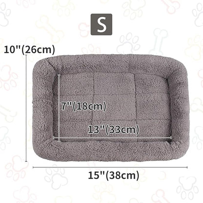 PETLESO Small Cat Bed Mat Plush Pet Cushion, 15" x 10" Cat Pad with Pillow Around for Indoor Pets, Puppy Curl Sleep Self Warming Mat for Crate Carrier/Outdoor Pet Houses, Non-Slip Bottom, Small