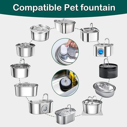 Cat Water Fountain Filter,24 Pack Replacement Filters for Pet Water Fountains,Compatible with Stainless Steel 67oz/2L Adjustable Flow Cat Fountain Replacement Filters,Dog Water Fountain (12+12 Pack)