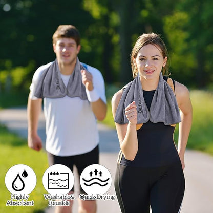 2 Pack Car Seat Towel Cover and Athletic Running Towel with Storage Bags, Sweat Washable Gym Seat Protector Non Slip for Dog Pet Workout Running Outdoor Sport Activities(Pure Gray)