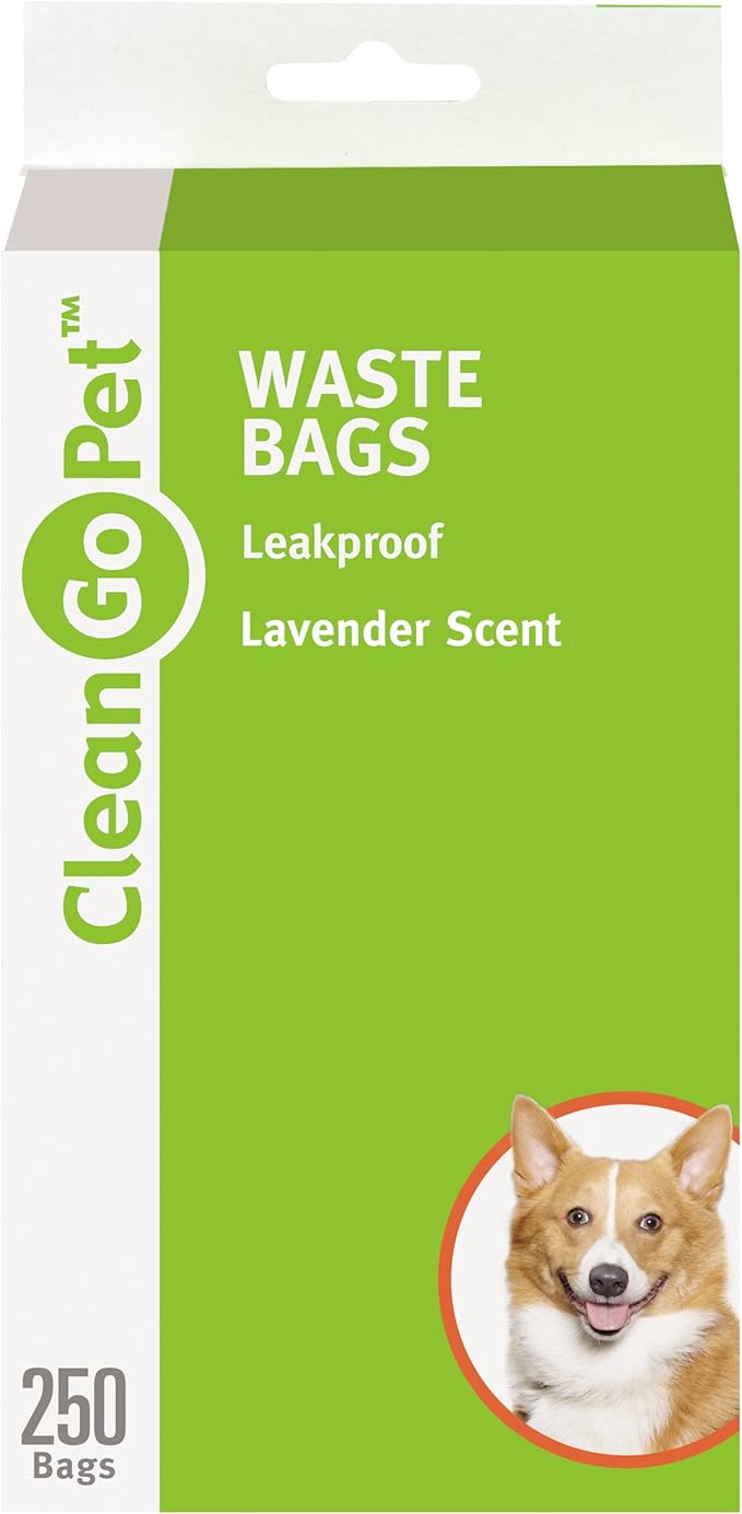 Clean Go Pet Lavender Scent Doggy Waste Bags, 250-Count, Quick-Tie Handles Poop Bags