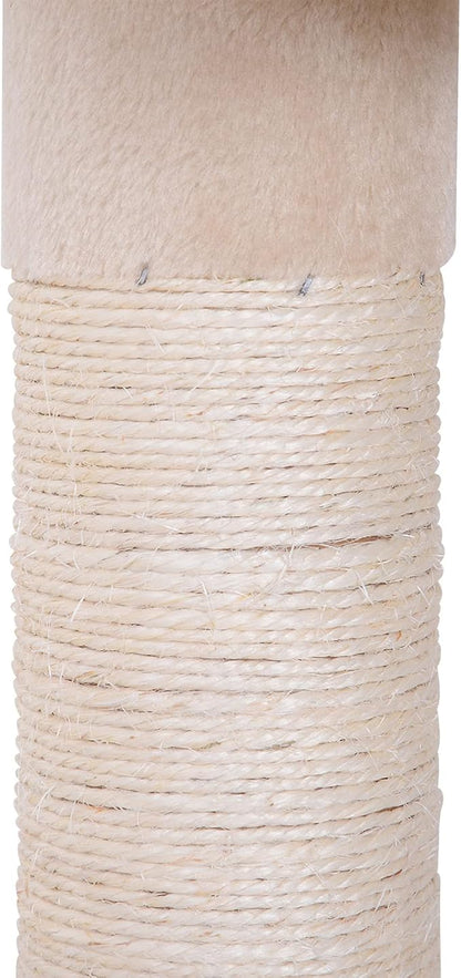 PawHut 102" Adjustable Height Floor to Ceiling Cat Tree, 5 Level Cat Tower with Scratching Posts, Hammock, Beige