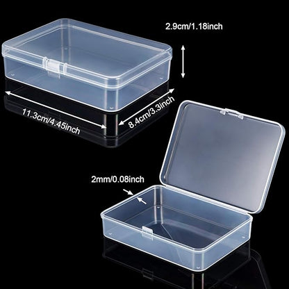 SATINIOR 24 Packs Small Clear Plastic Beads Storage Containers Box with Hinged Lid for Storage of Small Items, Crafts, Jewelry, Hardware(4.45 x 3.3 x 1.18 Inches)