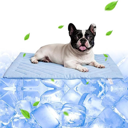 Dog Cooling Mat Self Coolings Foldable Cooling Pad for Dog in Summer Coolings Mat for Dogs and Cats Machine Washable (Rectangle,Blue, Medium-36 L x 23" W)