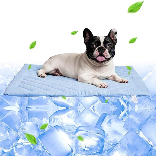 Dog Cooling Mat Self Coolings Foldable Cooling Pad for Dog in Summer Coolings Mat for Dogs and Cats Machine Washable (Rectangle,Blue, Medium-36 L x 23" W)