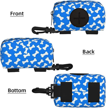 Dog Poop Bag Holder for Leashes - Lightweight Pet Waste Bags Dispenser Doggy Zippered Pouch for Puppy Walking Accessories(Dog Bones)