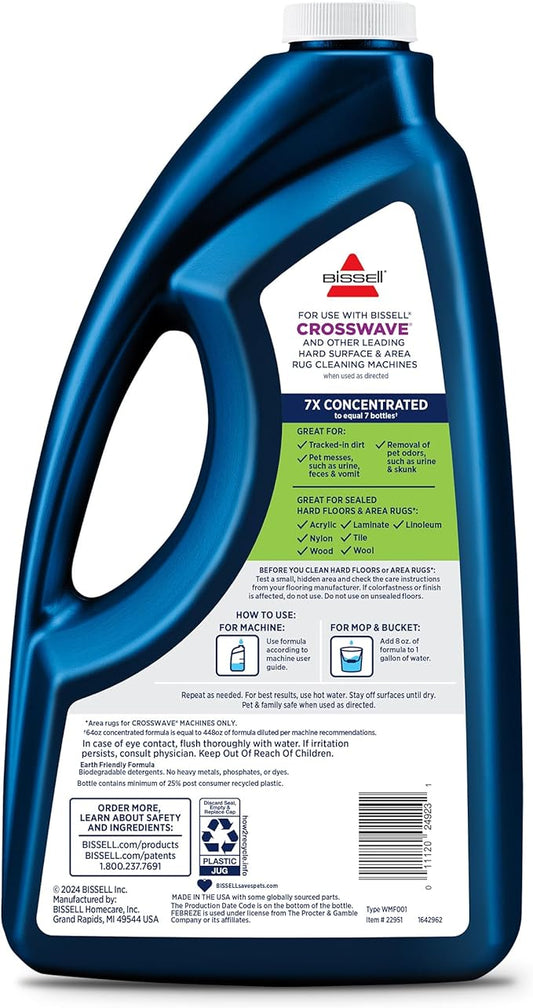 Bissell Multi-Surface Pet Formula with Febreze Freshness,22951,64 Fl Oz,Use on Sealed Hard Floors,and Area Rugs,Removes Tough Messes,Febreze Freshness,(Pack of 2)