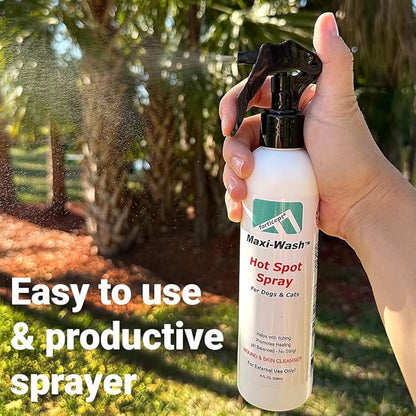 Forticept Maxi-Wash Hot Spot Cleansing Spray Treatment, Wound Care & Itch Relief Spray for Dogs and Cats. Relives Scratching, Rashes, Sores, Itchy Skin and Paw Licking 8 oz