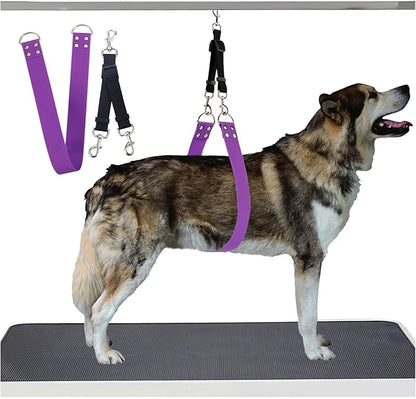 Pet Dog Grooming Belly Strap – 2 Inch Wide Waterproof Strong PVC Support Band, Grooming Loop Restraint for Pet Bathing & Grooming (Purple-Long)