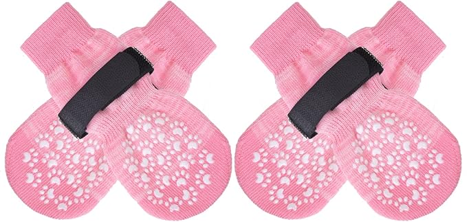 EXPAWLORER Anti Slip Dog Socks to Prevent Licking Paws, Dog Shoes for Hot Pavement, Dog Booties for Small Medium Large Senior Dogs, Traction Control Boots & Paw Protectors for Hardwood Floors