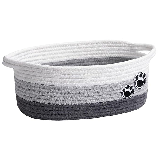Small Dog Toy Basket, Cute Woven Baskets for Shelves, Decorative Rope Storage Baskets for Nursery, Baby Gift Basket for Diapers, 12 x 8 x 5 inches