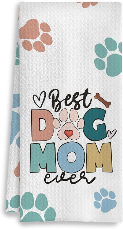 Dog Mom Gifts Kitchen Towels, Dog Lovers Owners Gifts for Women, Colorful Dogs Paws Hand Towels for Bathroom, 16x24 Inches