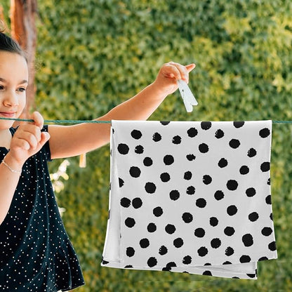 2 Pack Black White Polka Dots Hand Towels for Bathroom,Soft Absorbent Boho Black Spots Doodle Kitchen Dish Towels,Modern Decorative Guest Bathroom Towels for Bath,Face,Shower,Gym 14"x28"