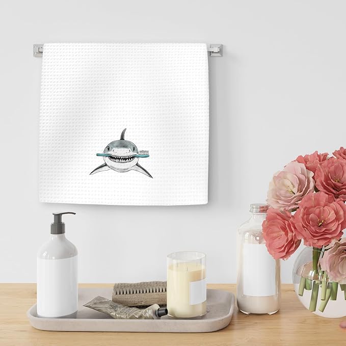Funny Bathroom Shark Hand Towels, SharkBathroom Decor, SharkGifts for SharkLovers Kids Boys Girls Hand Towels, Shark Kids HandTowels for Bathroom, Sharks Bathrooms Accessories, 16x24In