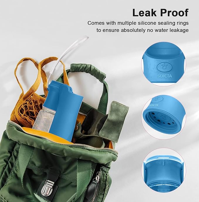 Portable Dog Small Animals Water Bottle for Walking 19 OZ or 12 OZ Pet Water Bottles for Puppy Medium Large Dogs Little Animals Water Dispenser Dog Small Animals Water Bowl (19OZ Dark Blue)