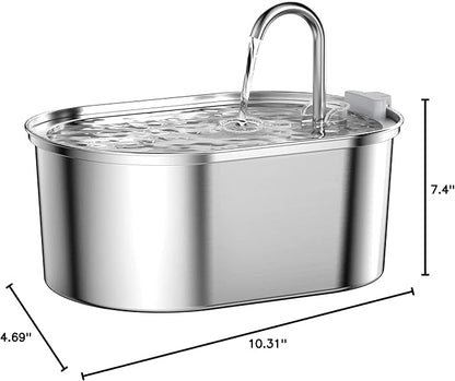 Cat Water Fountain Stainless Steel: 108oz/3,2L Pet Water Fountain - Water Fountain for Cats Inside with Quiet Pump - Dishwasher Safe Cat Fountains - Suitable for a Variety of Pets - SOOFPET