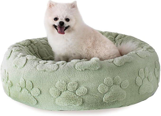23 Inch Calming Dog Bed for Small Dogs Cats, Kitty Puppy Round Anti-Anxiety Warm Bed, Soft Cozy Anti-Slip Donut Washable Pet Bed, Fits up to 30 lbs Pets
