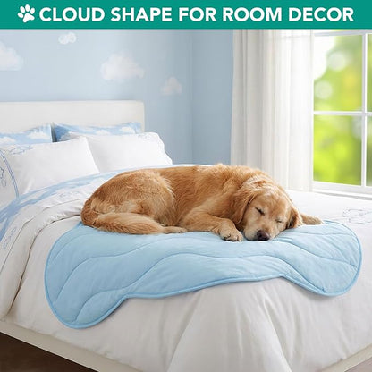 PetAmi Dog Cooling Mat, Cloud Shape, Reversible Cooling Nylon Blanket Soft Fleece Pet Pad for Dogs Cats, Summer All Season Use Q-Max>0.3, Small 30x40 in, Light Blue