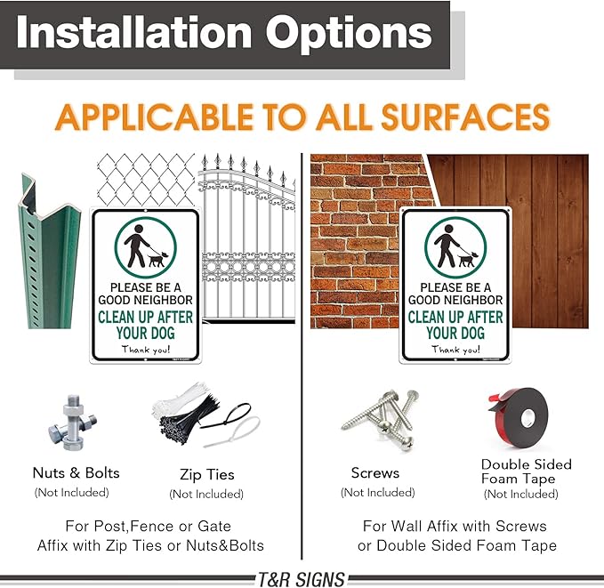 Please Be A Good Neighbor Clean Up After Your Dog Sign, 14 x 10 x 0.04 inch Aluminum Metal Sign, UV Protected, Waterproof, Weather/Fade Resistant, 6 Pre-drilled Holes, Use for Garden Yard Signs