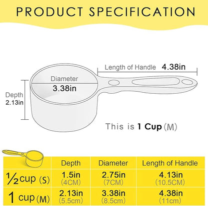 SUPERDESIGN 1 Cup Dog Food Scoop for Container Melamine Measuring Scoop for Dogs Cats Birds and Rabbits Pet Food Feeding Scoop Dishwasher Safe - Yellow