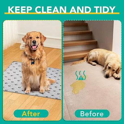FUWERY Washable Pee Pads for Dogs ,34"X36", Thick Heavy Absorbency Reusable, Prevent Leakage, Non-Slip Pee Pads for Puppy Playpen,Potty Training, Grey, 2 Packs