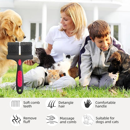 Double-Sided Slicker Brush for Dogs Flexible Soft-Tip Dog Brush Professional Pet Grooming Brush for Dogs,Poodles,Doodles,Golden,Labradoodles Remove Loose Hair/Undercoat/Tangles