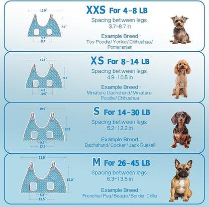 Supet Dog Grooming Hammock Harness for Dogs Cats, Relaxation Pet Nail Clipper Hammock, Restraint Dog & Small Animal Leashes Sling for Groomingk for Nail Trimming (Coral Blue, 2XS)