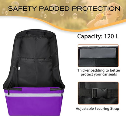 LARIPOP Car Seat Travel Bag for Airplane Gate Check Approved, Padded Backpack with Adjustable Straps, Reflective Strips & Protective Feet for Infant Convertible Booster Seats, Purple