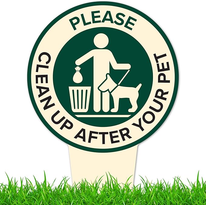 Please Clean Up After Your Pet Sign 9"x17", Heavy Duty Integrated Ground Stakes, Indoor/Outdoor Use, Rust Free Aluminum Composite, Made in USA by My Sign center