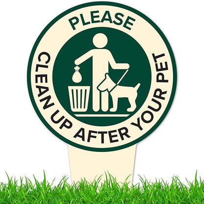 Please Clean Up After Your Pet Sign 9"x17", Heavy Duty Integrated Ground Stakes, Indoor/Outdoor Use, Rust Free Aluminum Composite, Made in USA by My Sign center