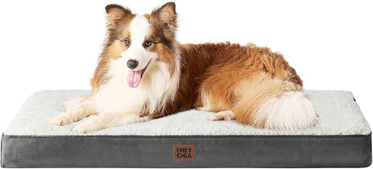 EHEYCIGA Orthopedic XL Dog Beds for Extra Large Dogs with Removable Washable Cover for Crate, Beige, 41x27