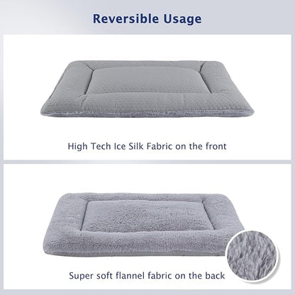 Dog Bed Mat, Crate Pad Reversible,Soft Kennel Pad, Washable Dog Crate Mat (Cool and Warm),Pet Sleeping Mattress for Small Medium Dogs XB009 (24''x18'',Grey)