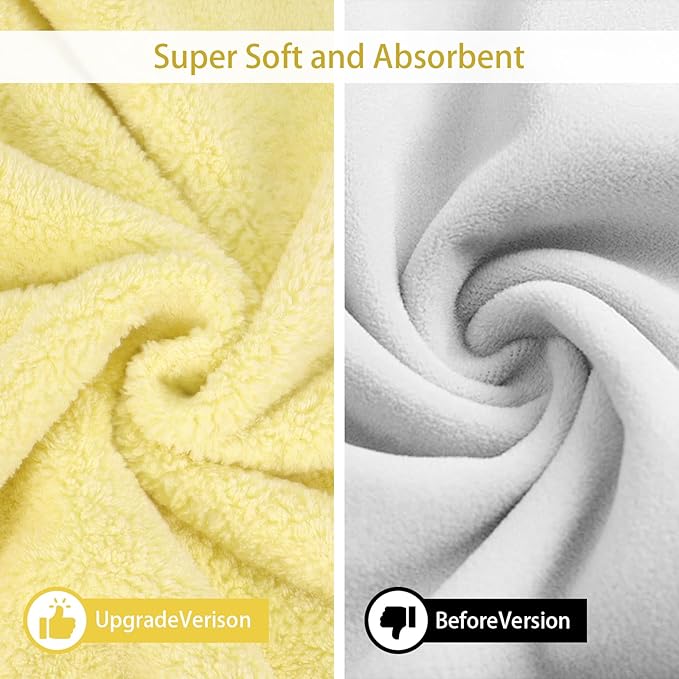 Pet Bathrobe Towel Dog Cat Drying Coat Super Absorbent Cute Dogs Bath Towel Hooded Robe Adjustable Collar & Belly Strap for XSmall to XLarge Pets (Yellow, Medium)