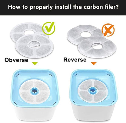 Cat Water Fountain Filters 16 Pack,50% More Activated Carbon, Genuine Cat Flower Fountain Replacement Filters for Pet Dog Drinking Water Dispenser Triple Filtration (Not for Catit)