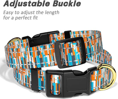 Reflective Dog Collar for Extra Small Dogs, Cute Boho Adjustable Heavy-Duty Nylon Puppy Collar for Boy and Girl Female, Soft Pet Accessories with Quick Release Buckle, Colorful Spliced