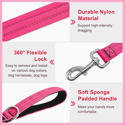 Led Dog Leash, 4 Ft Light Up Dog Leash Rechargeable Waterproof, Nylon Reflective Leashes with Padded Handle for Night Walking, Safety Glow in The Dark Dog Leash for Large Medium Small Pets