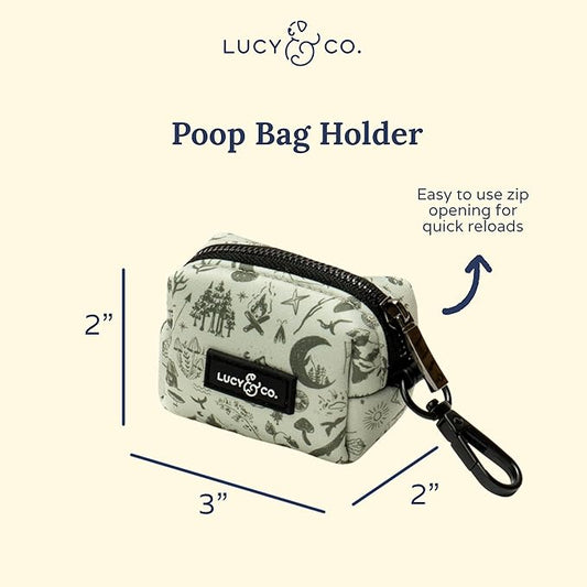 Lucy & Co. Dog Poop Bag Holder - Leak Proof Dispenser with Leash Attachment - Easy Refills - Hygienic Pet Poop Pickup- Green Outdoor Plaid