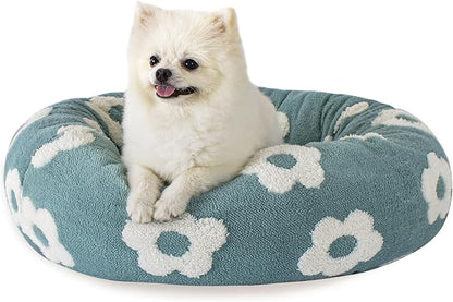 23 Inch Calming Dog Bed for Small Dogs Cats, Kitty Puppy Round Anti-Anxiety Warm Bed, Soft Cozy Anti-Slip Donut Washable Pet Bed, Fits up to 30 lbs Pets