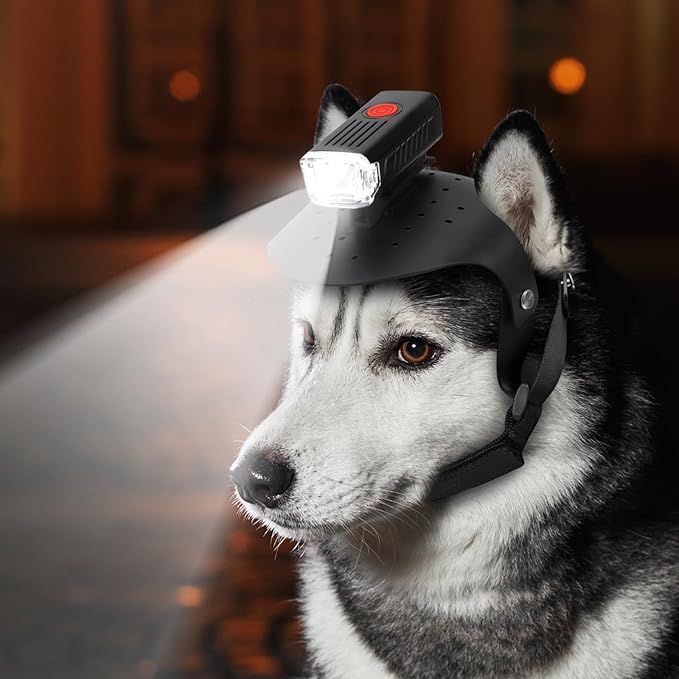Dog Head Lights for Small and Medium Sized Dogs, 3 Light Modes Dog Collar Light, USB Rechargeable Waterproof Pet Walking Accessories, for Dog Lights for Night Walking Camping
