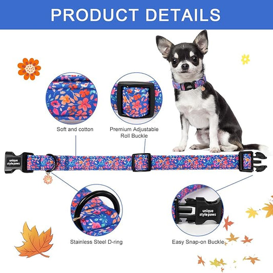 Unique style paws Dog Collar Plastic Buckle with Pendant Puppy Collar for Spring Summer Floral for Small Medium Large Boys Girls Dogs