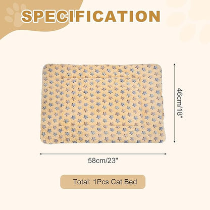 Dog Cat Bed Mat, Soft Coral Fleece Pet Cushion Pad with Cute Star Print, Warm Washable Pet Bed 23x18 Inches, (Coffee), Intended for Medium Small Dog Cat